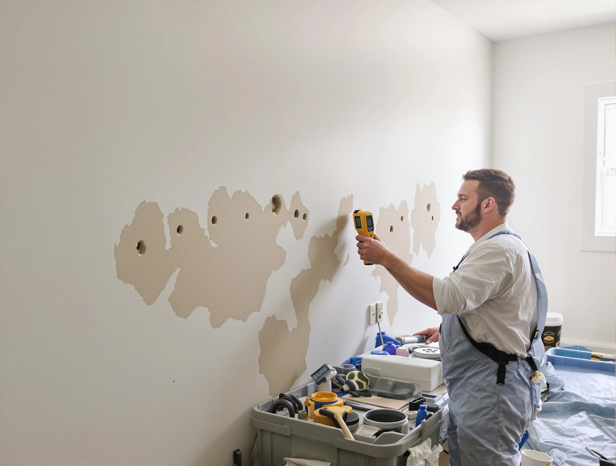 North Olmsted House Painters repairing damaged drywall in North Olmsted