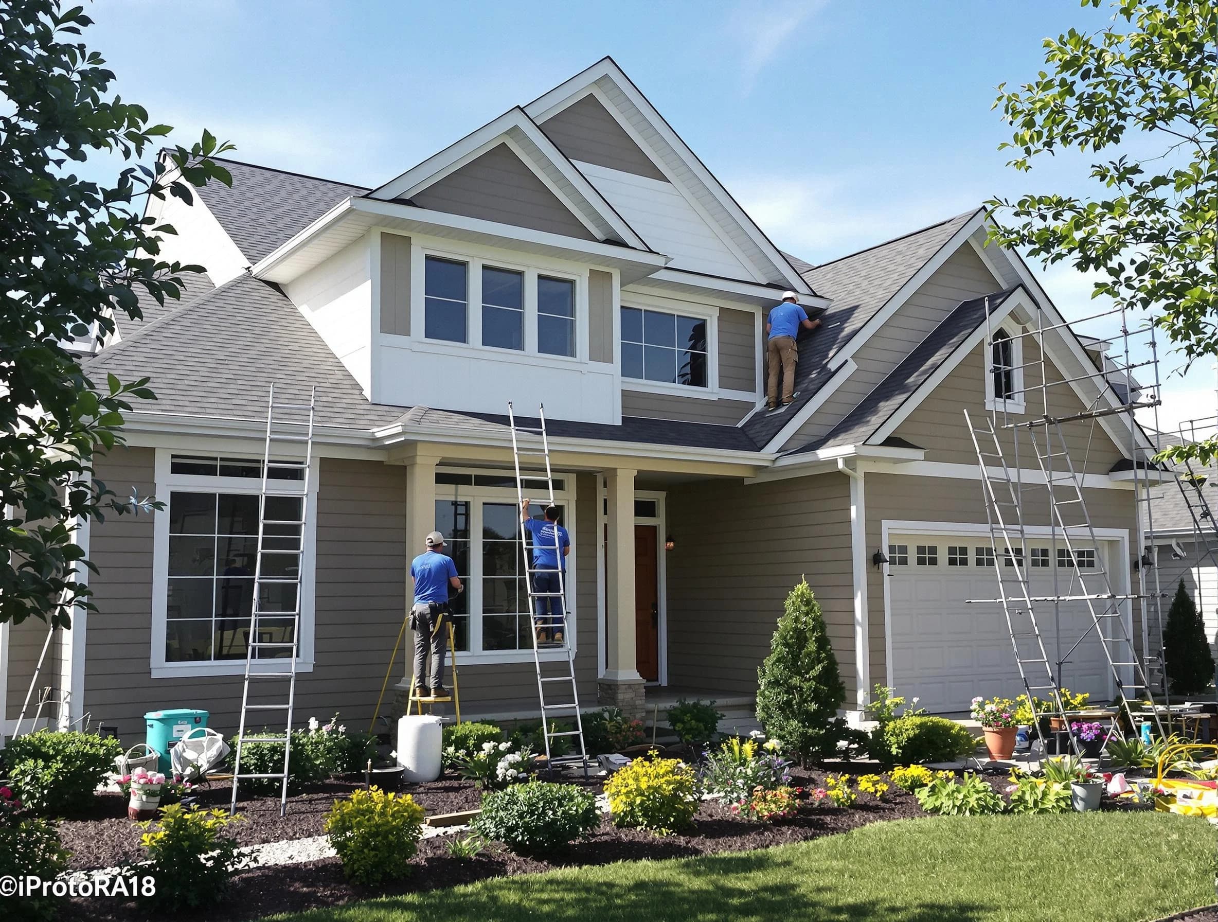 Detailed exterior painting by North Olmsted House Painters in North Olmsted