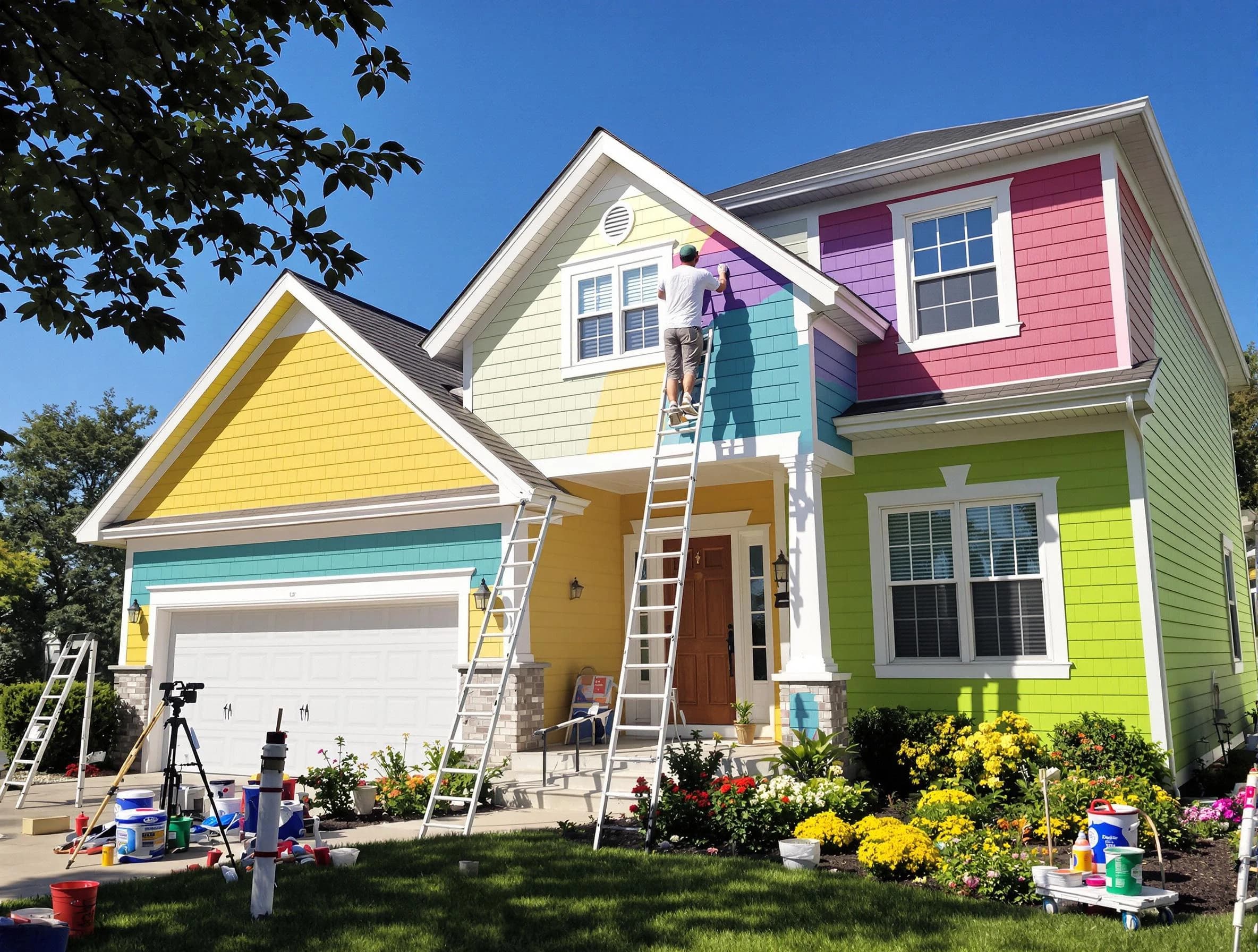 North Olmsted House Painters professionals painting a home exterior in North Olmsted, OH