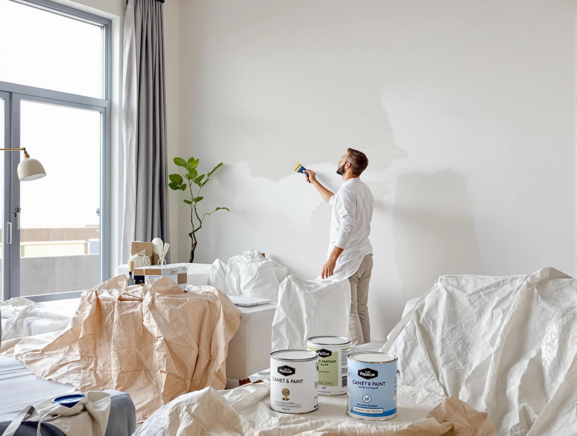 North Olmsted House Painters team carefully painting an interior wall in North Olmsted, OH