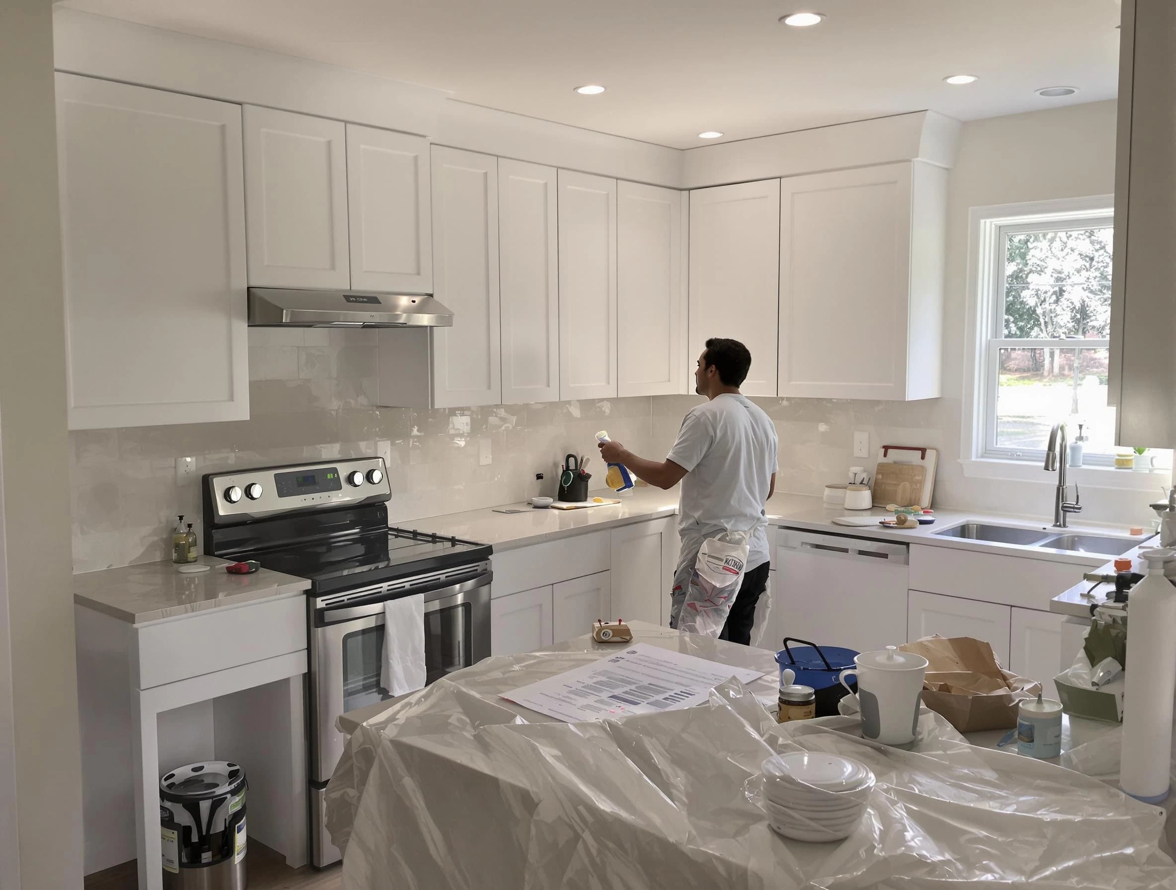 North Olmsted House Painters performing detailed kitchen painting in North Olmsted